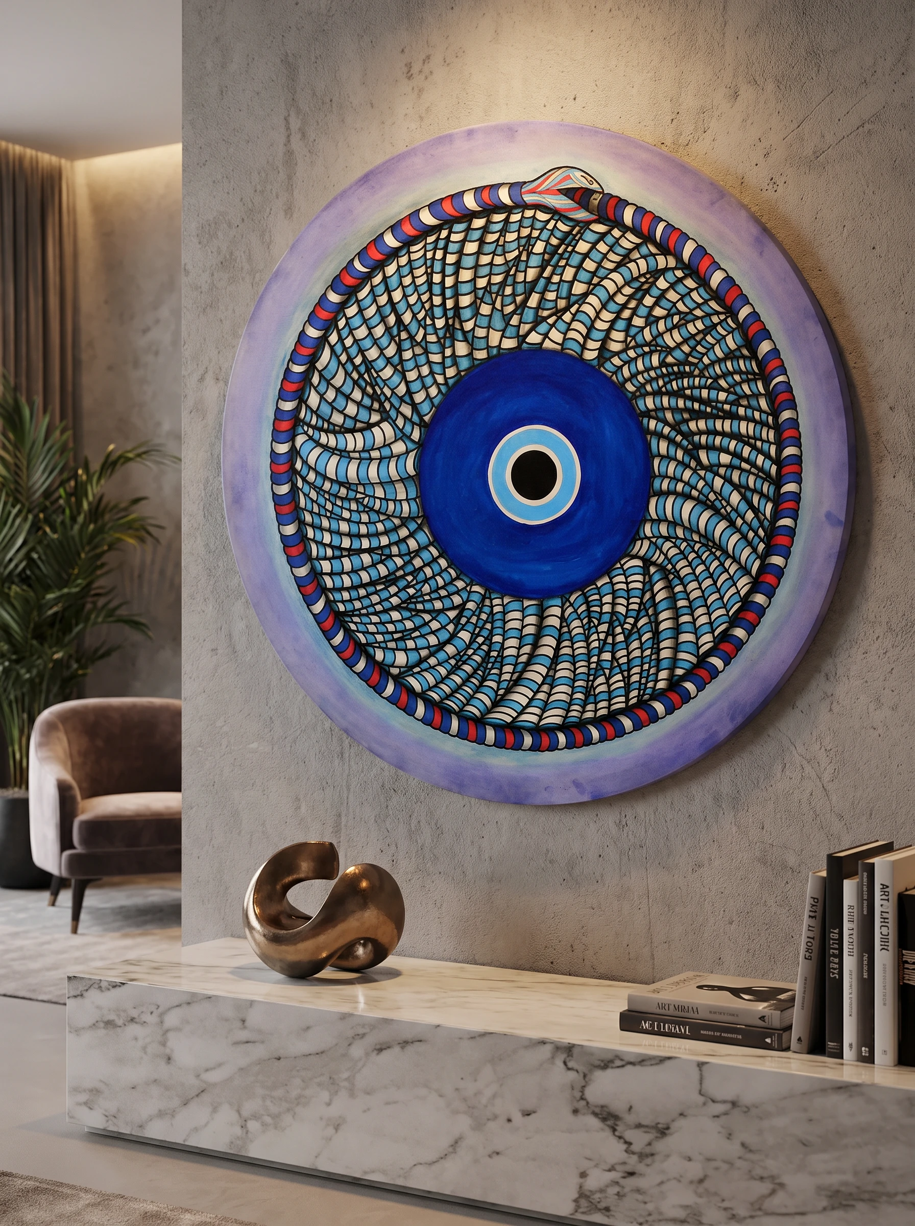 Circle of Dominion — Blue Serpent Eye Contemporary Painting (2026)