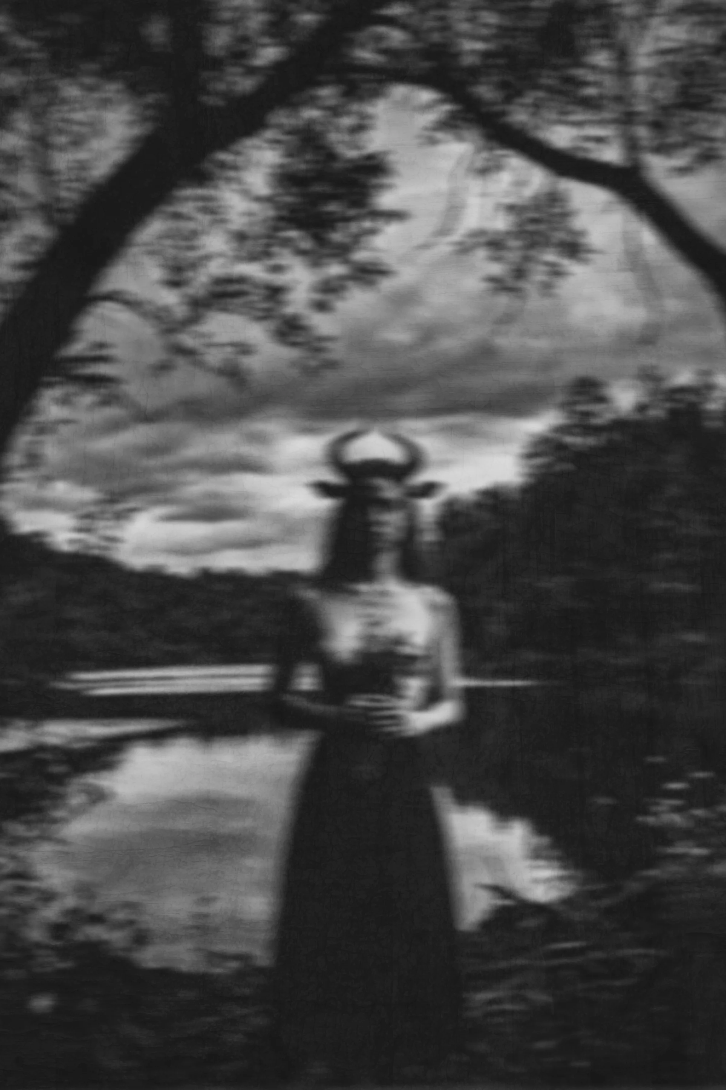 Horned Sentinel — Surreal Black & White Figurative Fine Art Photography